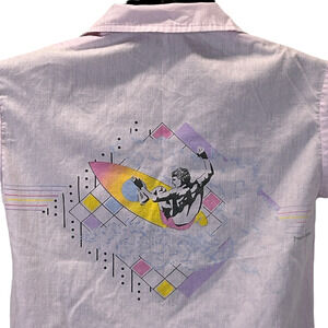 Vintage 80s Pacific Scene Surfing Button Front Shirt Purple Boys Youth M Medium